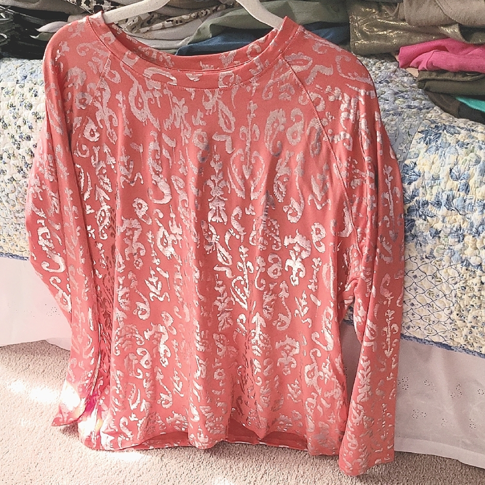 Reel Legends Pink W/Silver Foil Graphic Long Sleeve XL